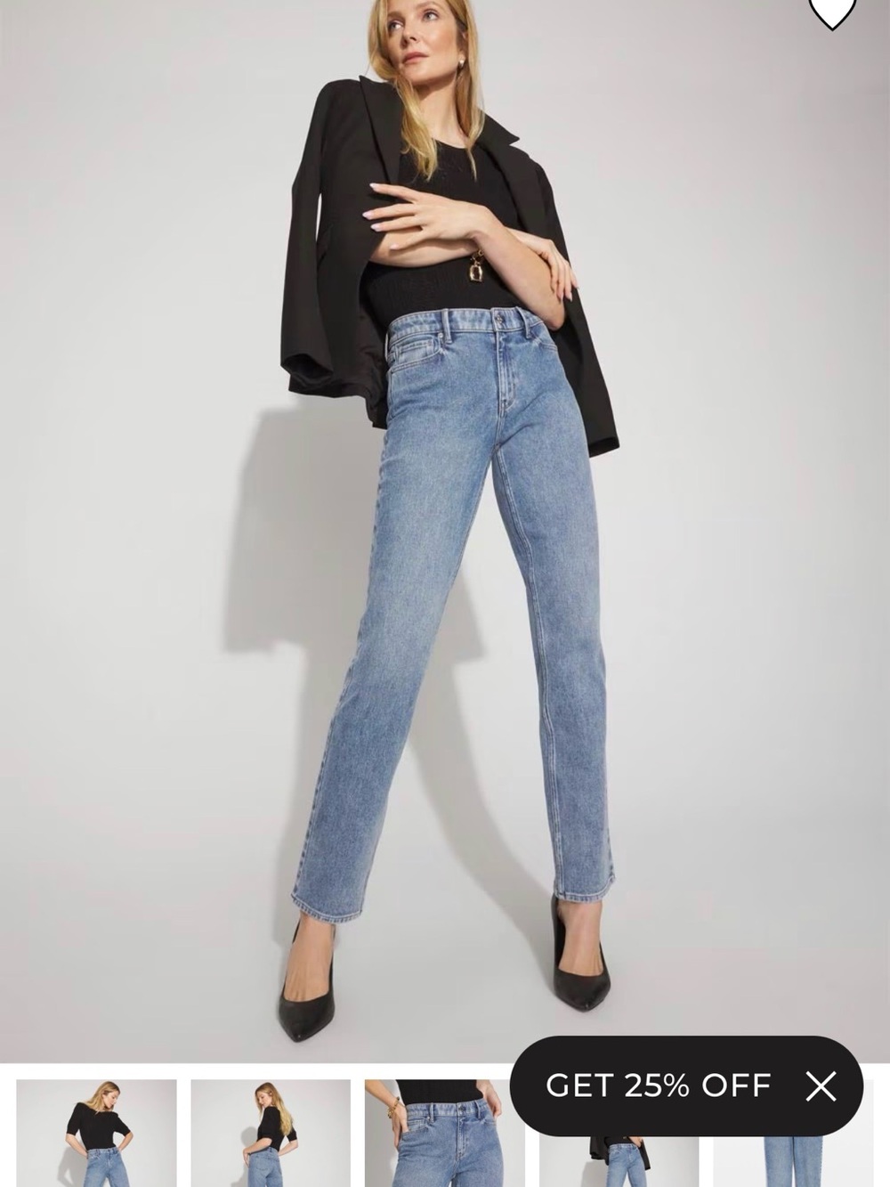White House Black Market Women's Light Blue Mid Rise Slim Straight Jeans Size 12 - Picture 7 of 9